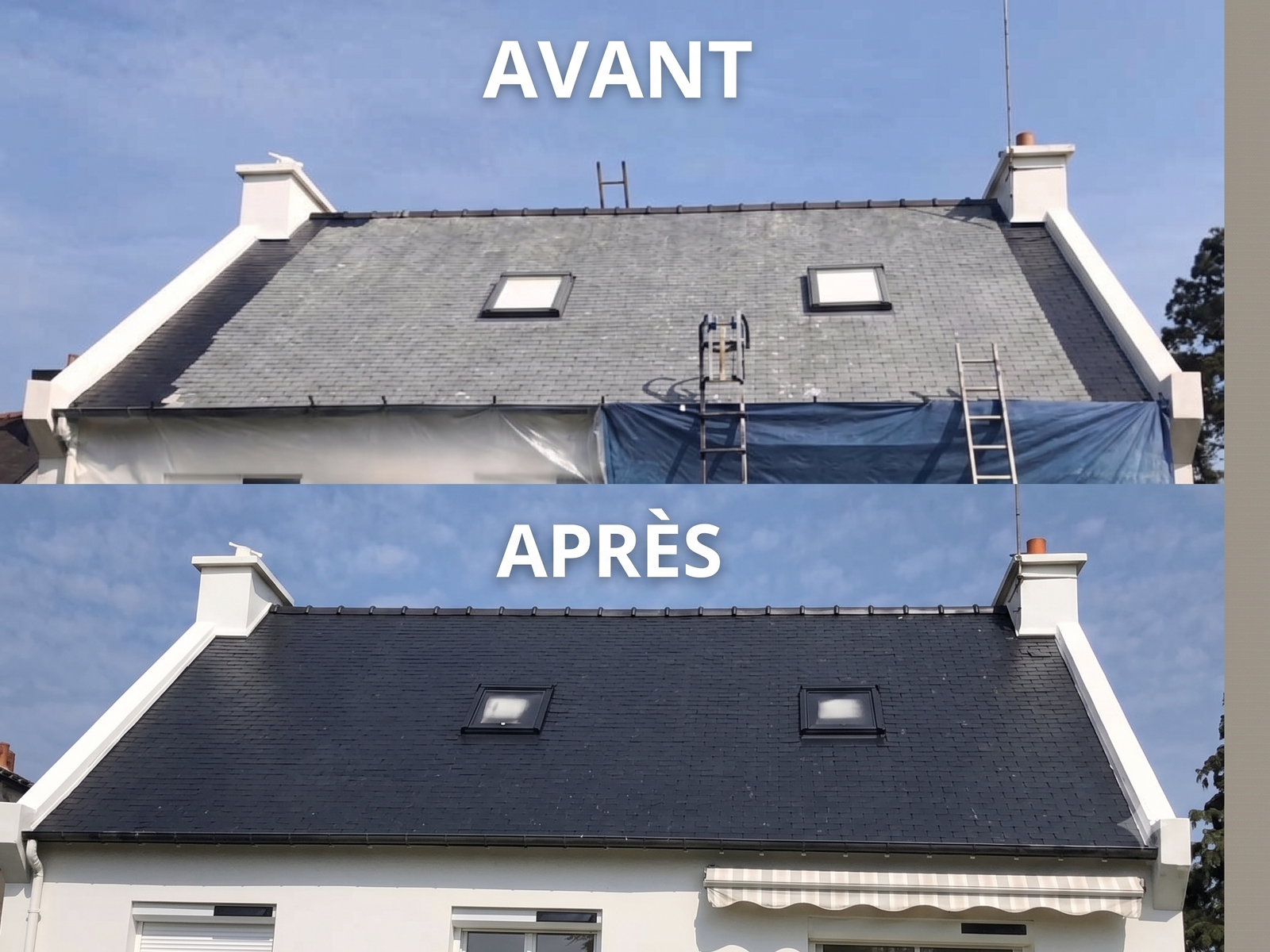 Rénovation complète toiture avant après – Sony Couverture Auray Morbihan
